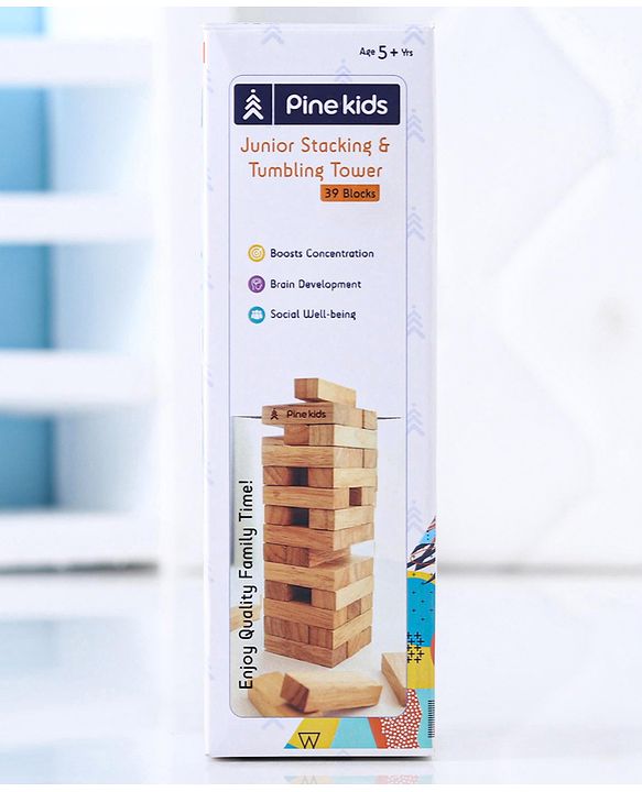 Pine Kids Premium 39 Blocks Wooden Stacking & Tumbling Tower Game for Kids |Tumbling Tower Game for Kids| Challenging Balancing Puzzle Game | BIS Certified | Birthday Gift | 3 Years+