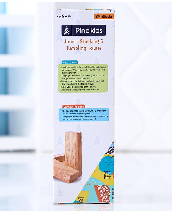 Pine Kids Premium 39 Blocks Wooden Stacking & Tumbling Tower Game for Kids |Tumbling Tower Game for Kids| Challenging Balancing Puzzle Game | BIS Certified | Birthday Gift | 3 Years+