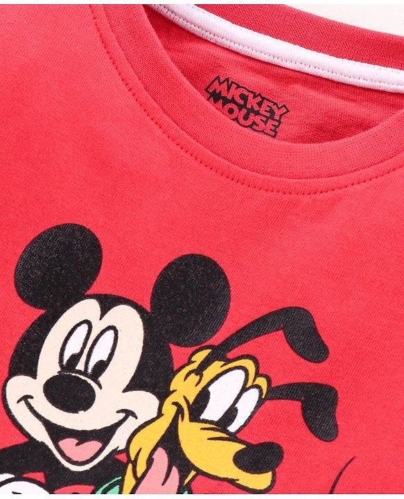 Babyhug Full Sleeves Nightwear Mickey Mouse Print - Red Blue