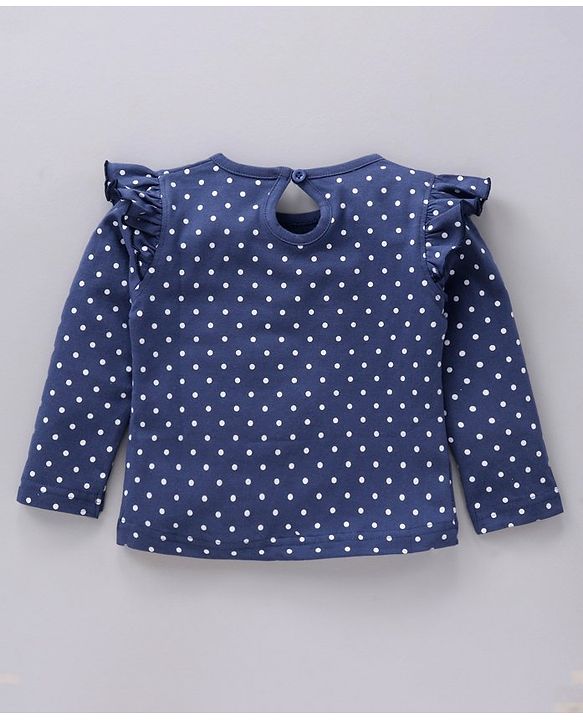 Babyhug Cotton Knit Full Sleeves Tee Kitty Print - Navy