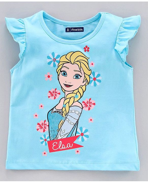 Pine Kids Girls  Half Sleeves tees 7-8Y Blue Radiance