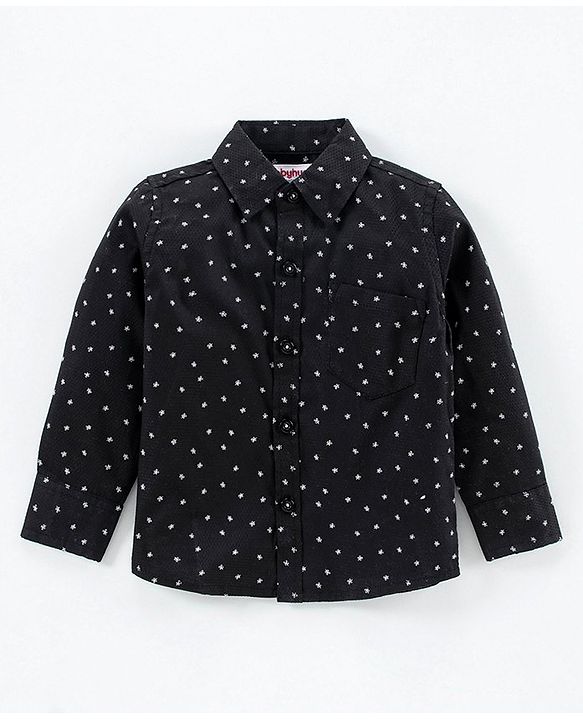 Babyhug Full Sleeves Party Shirt with Bow - Black