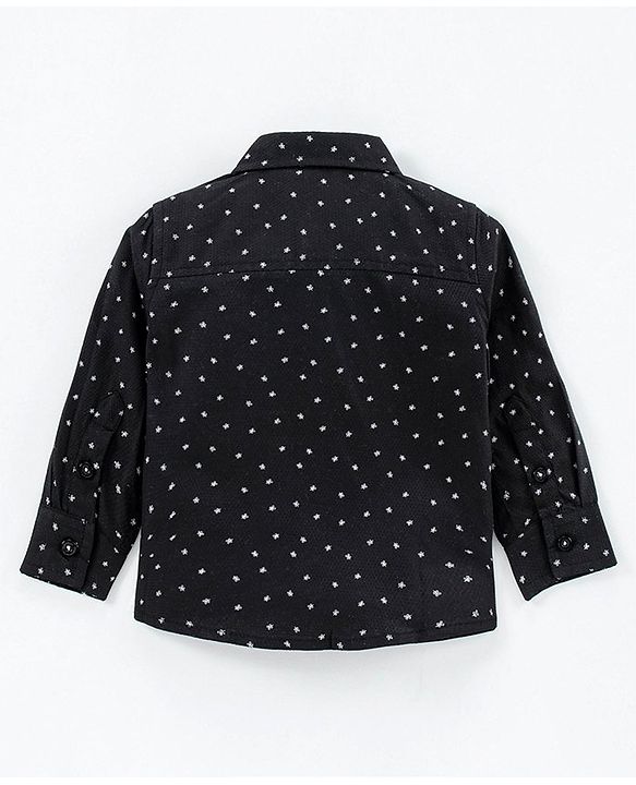 Babyhug Full Sleeves Party Shirt with Bow - Black