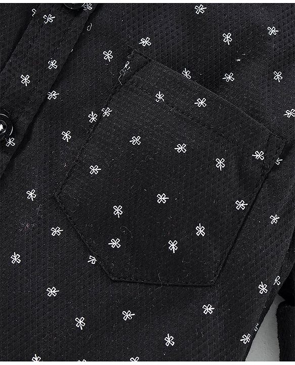 Babyhug Full Sleeves Party Shirt with Bow - Black