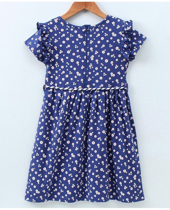Pine Kids Short Sleeves Bio Wash Frock Floral Print - Blue