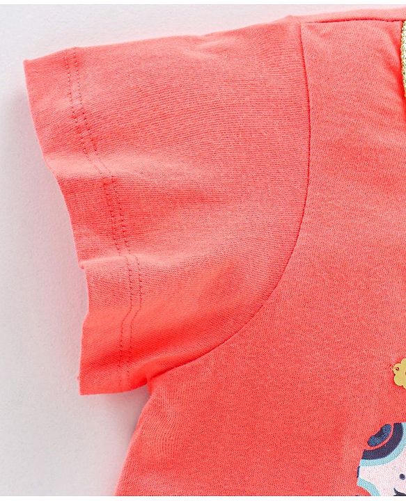 Pine Kids Half Sleeves Bio Wash Top & Legging Set Butterfly Print - Peach Blue
