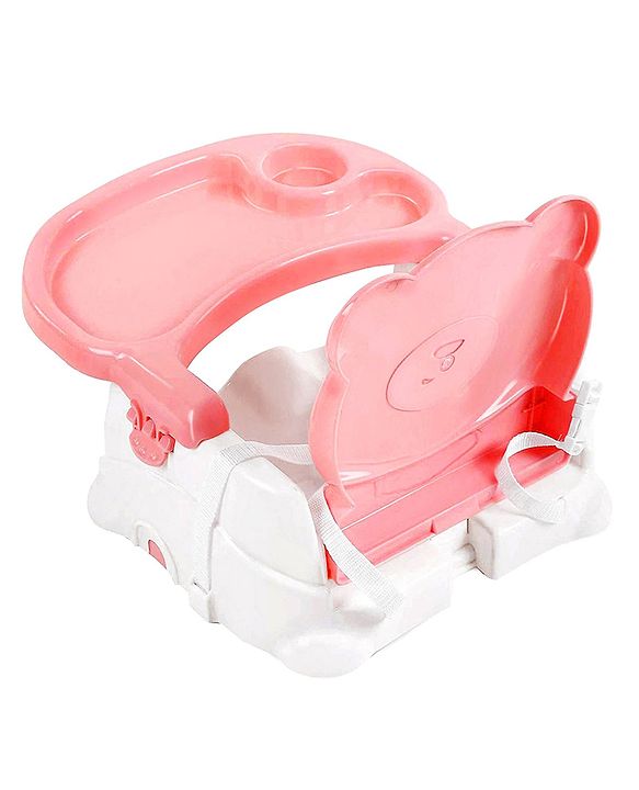Babyhug Raise Me Up Baby Booster Seat With Adjustable Food Tray & 3 Point Safety Harness - Pink White (Without Cushion Seat)