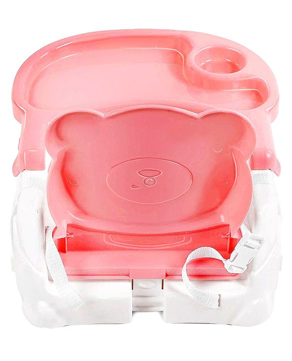 Babyhug Raise Me Up Baby Booster Seat With Adjustable Food Tray & 3 Point Safety Harness - Pink White (Without Cushion Seat)