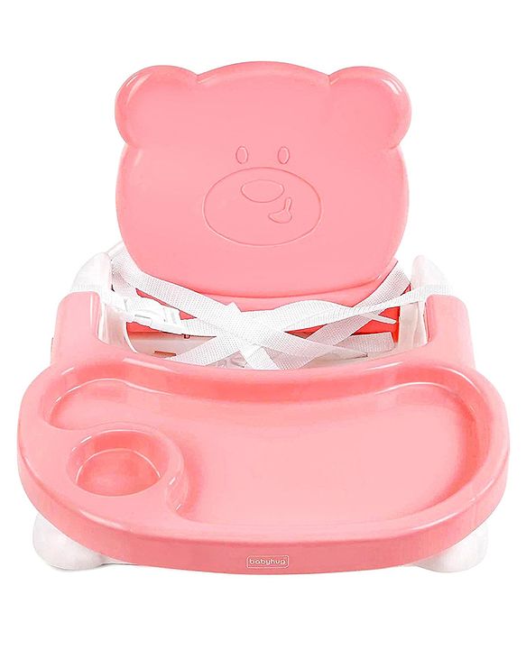 Babyhug Raise Me Up Baby Booster Seat With Adjustable Food Tray & 3 Point Safety Harness - Pink White (Without Cushion Seat)