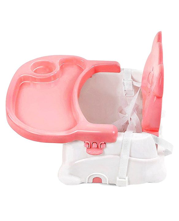 Babyhug Raise Me Up Baby Booster Seat With Adjustable Food Tray & 3 Point Safety Harness - Pink White (Without Cushion Seat)