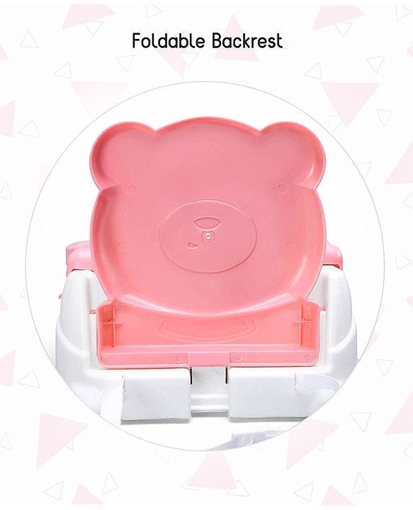 Babyhug Raise Me Up Baby Booster Seat With Adjustable Food Tray & 3 Point Safety Harness - Pink White (Without Cushion Seat)