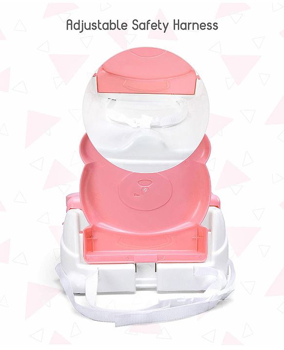 Babyhug Raise Me Up Baby Booster Seat With Adjustable Food Tray & 3 Point Safety Harness - Pink White (Without Cushion Seat)