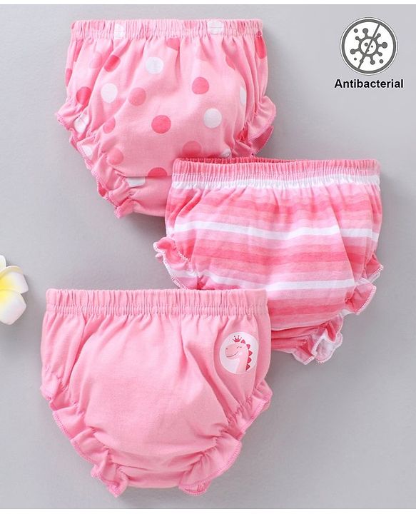 Babyhug 100% Cotton Antibacterial Bloomers Multi Print Pack Of 3 - Pink