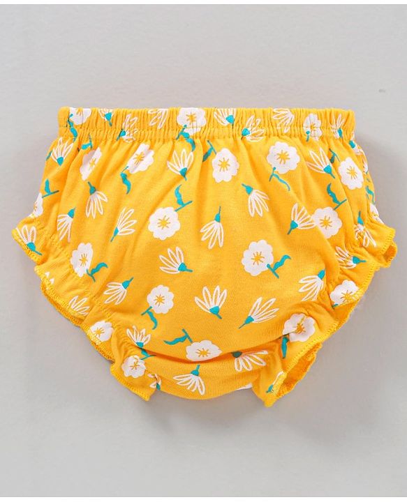 Babyhug 100% Cotton Antibacterial Bloomers Printed Pack of 3 - Blue Yellow Pink