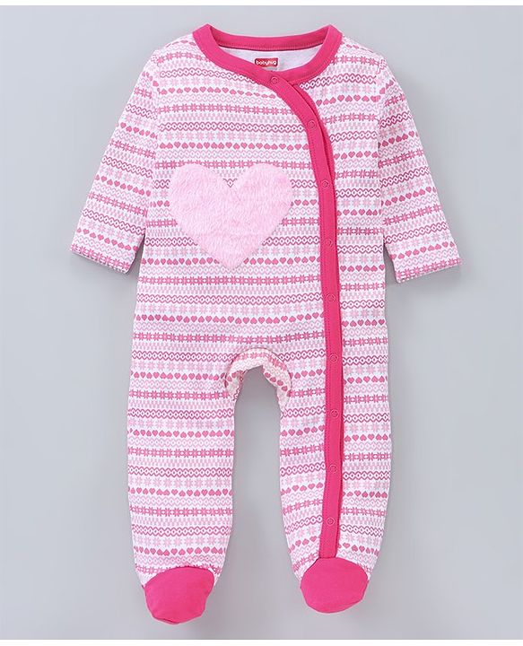 Babyhug Full Sleeves Sleep Suit Penguin Graphic Pack of 2 - Pink