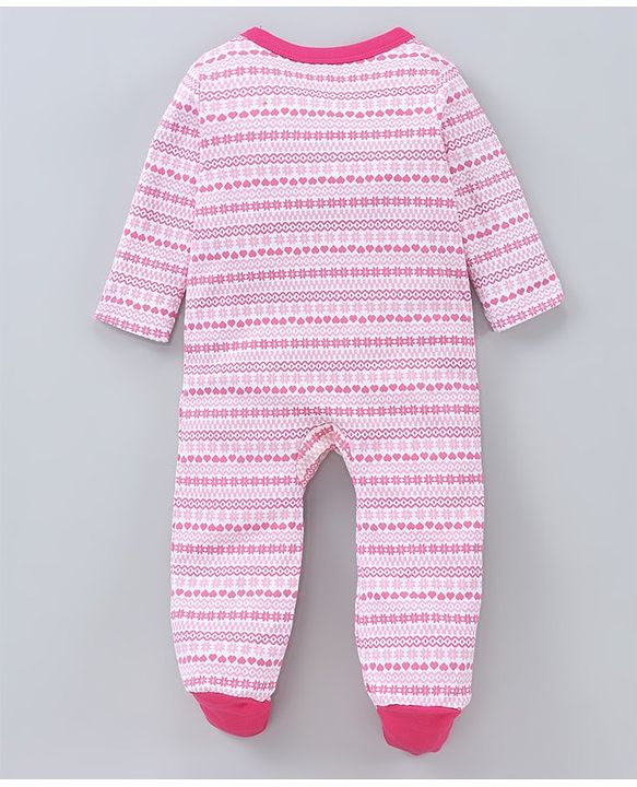 Babyhug Full Sleeves Sleep Suit Penguin Graphic Pack of 2 - Pink