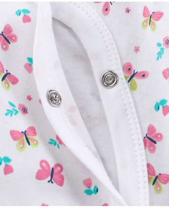 Babyhug Full Sleeves Footed Sleep Suit Pack of 2 - White Pink