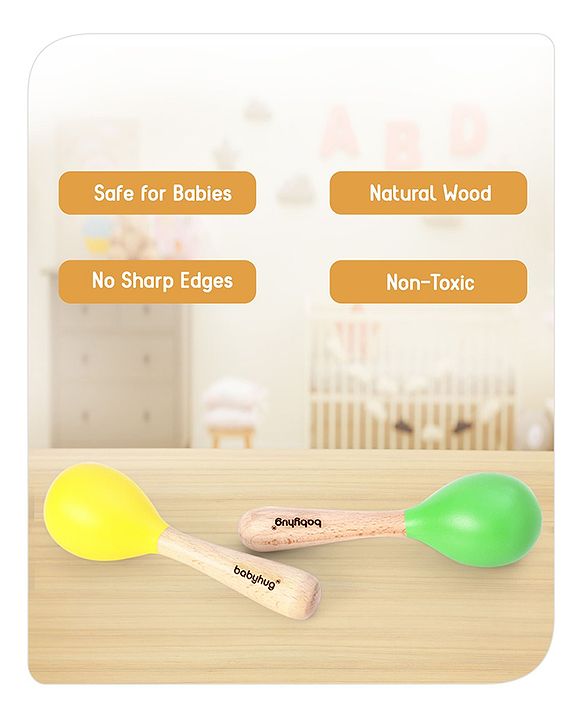 Babyhug Maracas Wooden Rattle Toy Set of 2