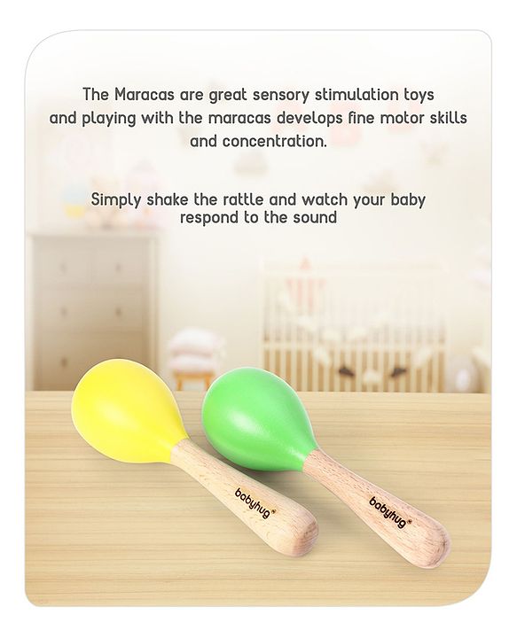 Babyhug Maracas Wooden Rattle Toy Set of 2
