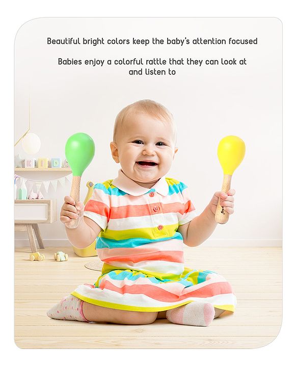 Babyhug Maracas Wooden Rattle Toy Set of 2