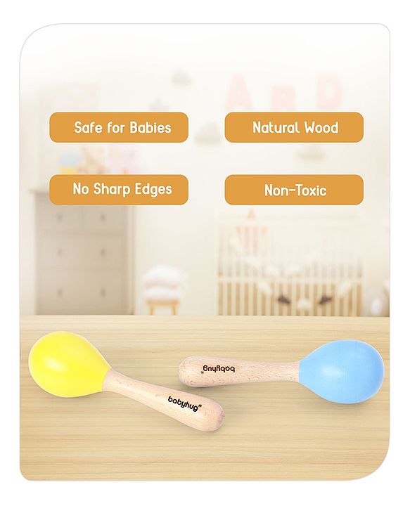 Babyhug Maracas Wooden Rattle Toy Set of 2