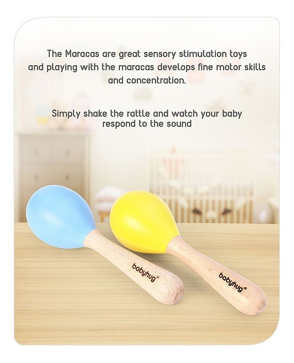 Babyhug Maracas Wooden Rattle Toy Set of 2