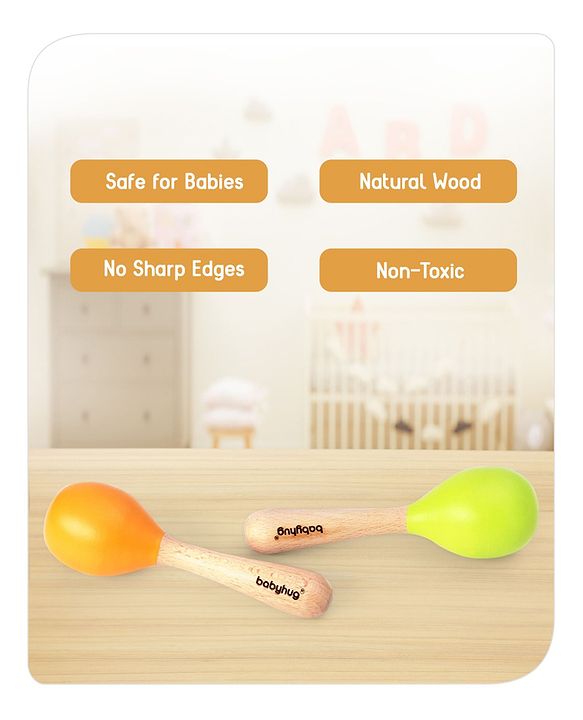 Babyhug Maracas Wooden Rattle Toy Set of 2