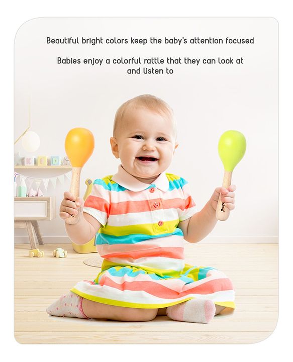 Babyhug Maracas Wooden Rattle Toy Set of 2