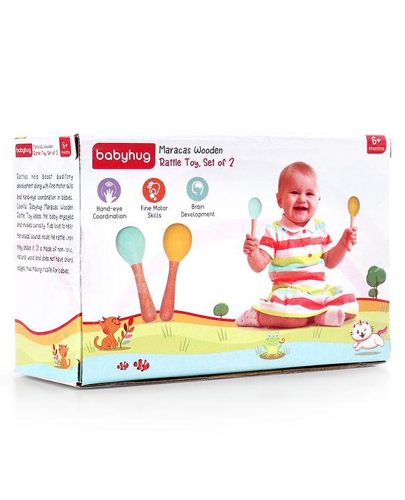 Babyhug Maracas Wooden Rattle Toy Set of 2