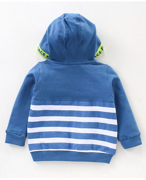 Babyhug Full Sleeves Hooded Tee & Lounge Pant Space Print- Blue