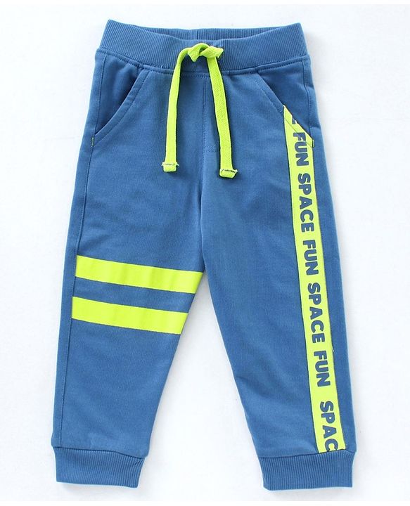 Babyhug Full Sleeves Hooded Tee & Lounge Pant Space Print- Blue