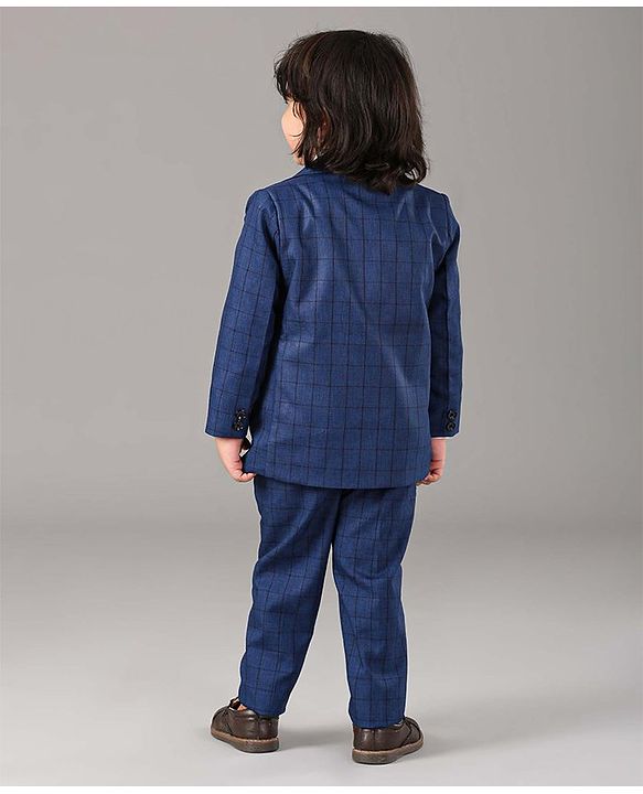 Babyhug Full Sleeves Party Suit Solid Color - Blue