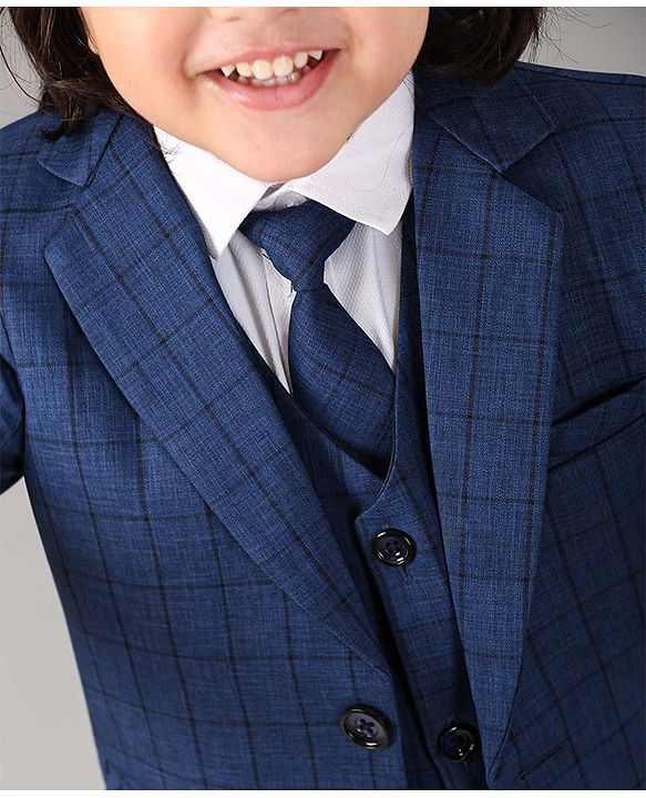 Babyhug Full Sleeves Party Suit Solid Color - Blue