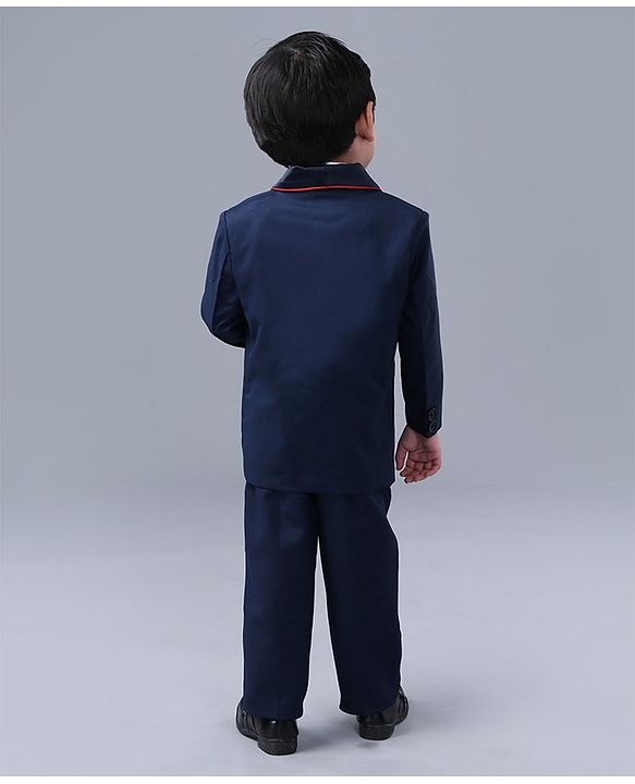 Babyhug Full Sleeves 4 Piece Party Suit with Tie - Navy Blue