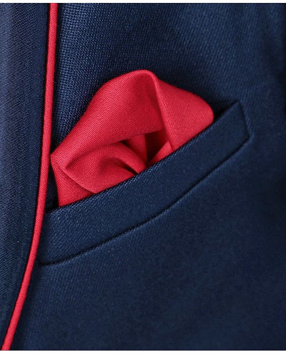 Babyhug Full Sleeves 4 Piece Party Suit with Tie - Navy Blue