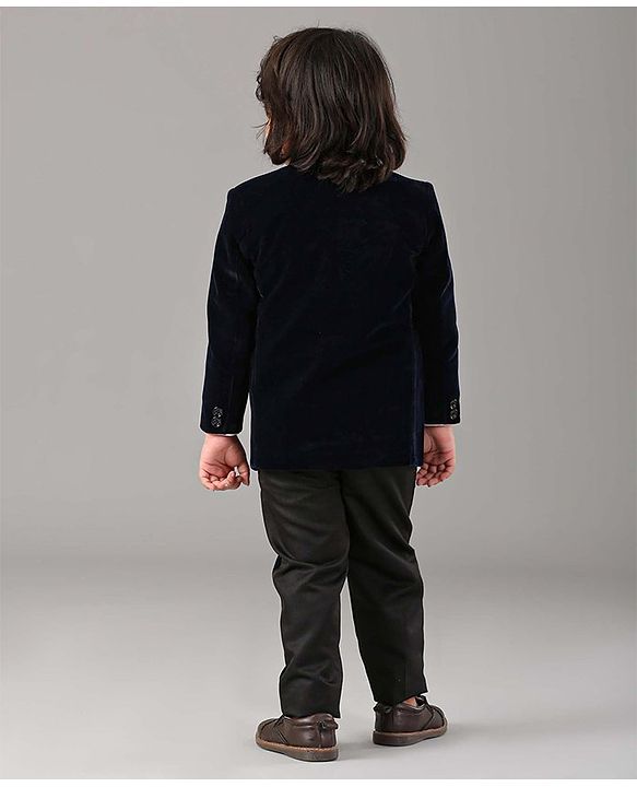 Babyhug Full Sleeves Party Suit Solid Color - Blue