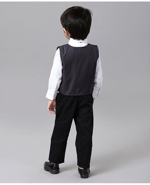 Babyhug 3 Piece Party Suit with Bow - Grey