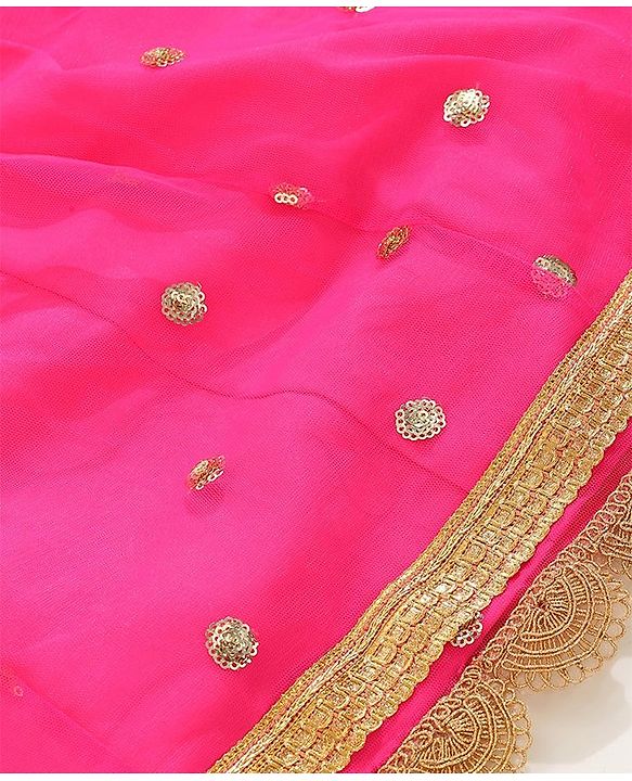 Babyhug Sleeveless Embroidered Choli & Lehenga With Poncho Style Top- Pink