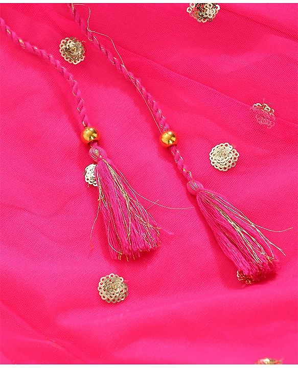 Babyhug Sleeveless Embroidered Choli & Lehenga With Poncho Style Top- Pink