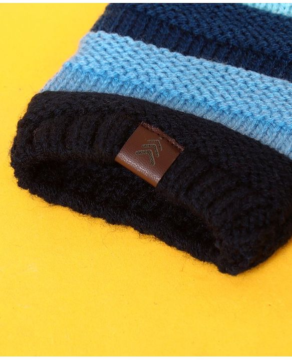 Pine Kids Half Length Woollen Glove - Blue
