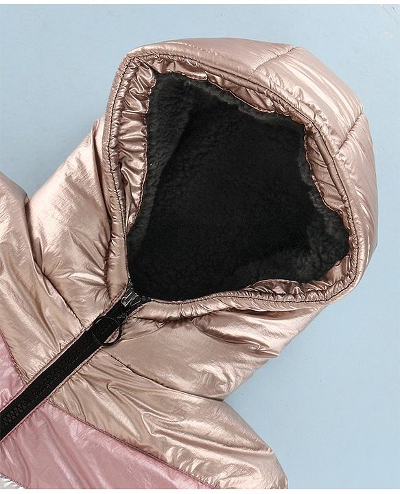 Pine Kids Full Sleeves Hooded Padded Jacket -Pink Silvet