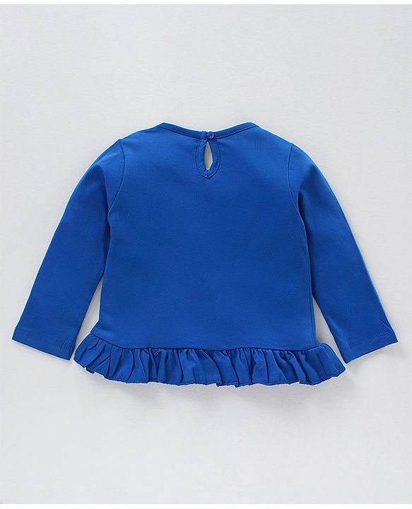 Babyhug Full Sleeves Top Snow Man Print - Royal Blue