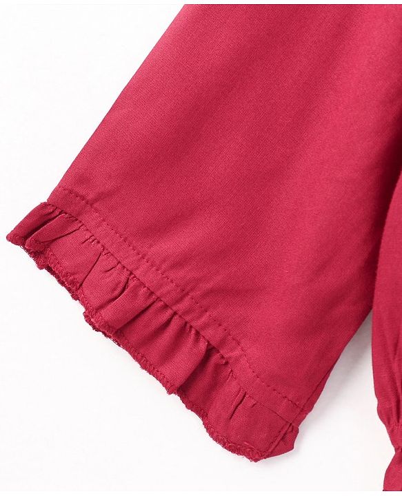 Pine Kids Full Sleeves Embroidery Top - Maroon