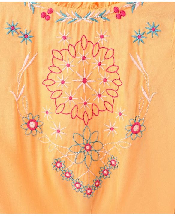 Pine Kids Full Sleeves Embroidery Top - Yellow