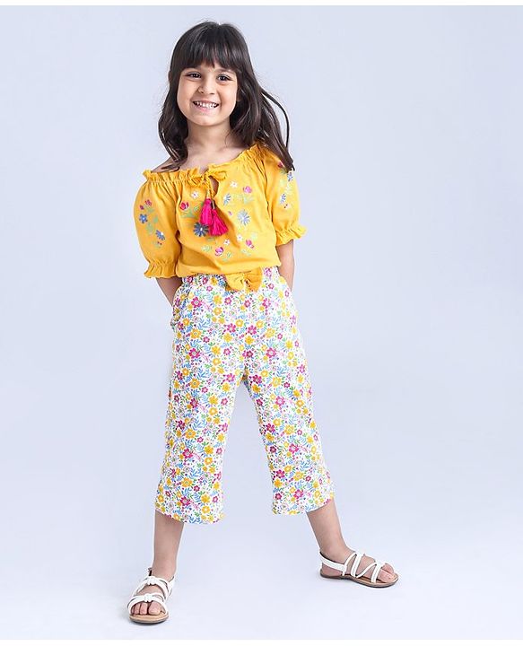 Babyhug Full Sleeves Top & Palazzo Pant Floral Print - Multicolor