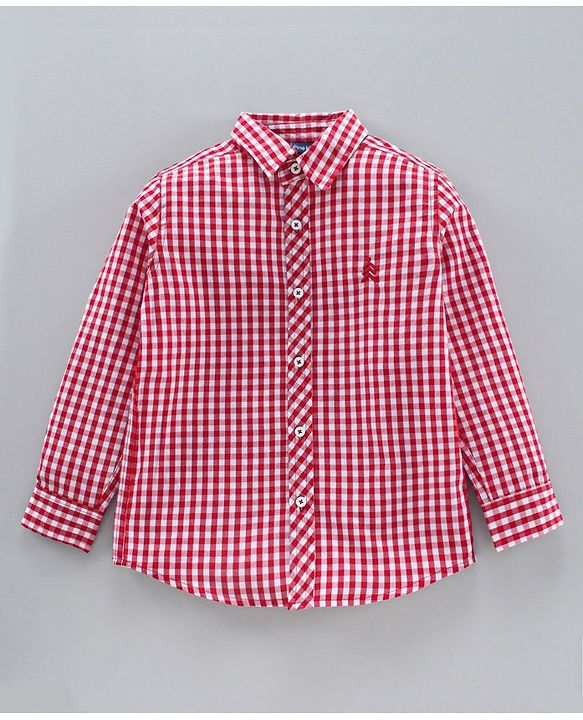Pine Kids Full Sleeves Checks Shirt With Inner Tee - Red