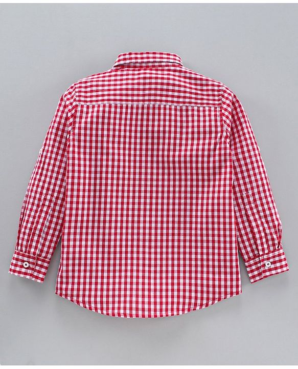 Pine Kids Full Sleeves Checks Shirt With Inner Tee - Red