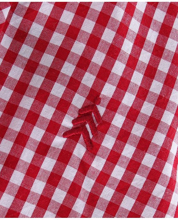 Pine Kids Full Sleeves Checks Shirt With Inner Tee - Red