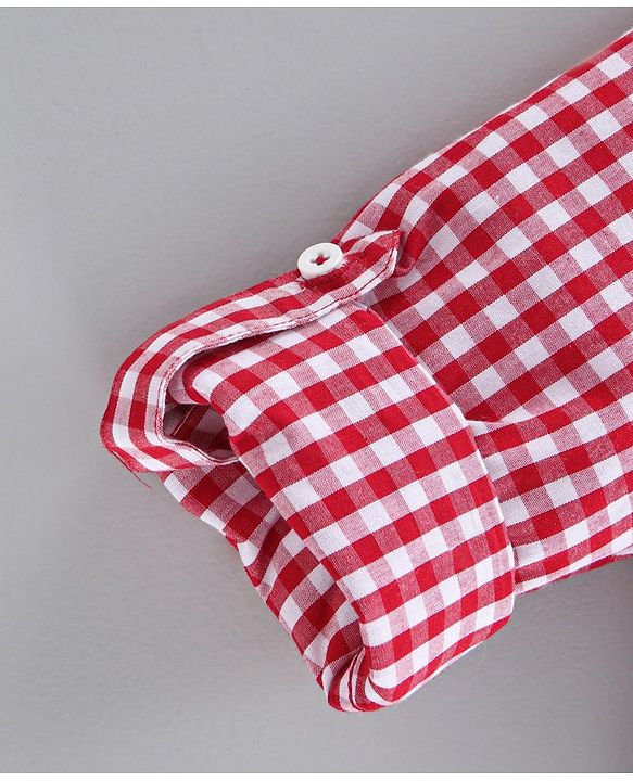 Pine Kids Full Sleeves Checks Shirt With Inner Tee - Red