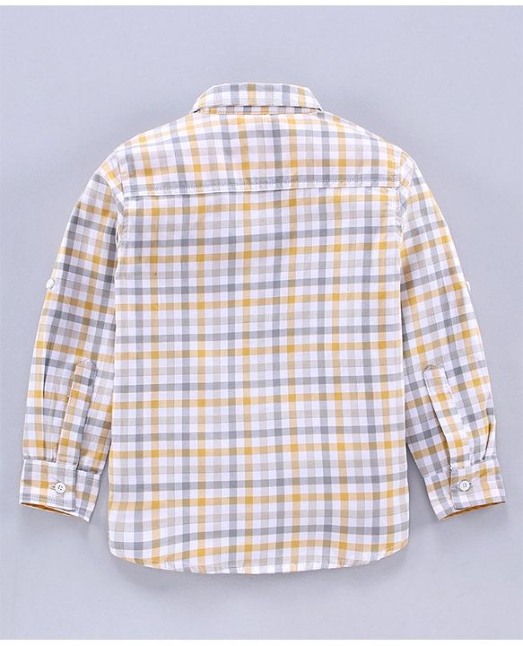 Pine Kids Full Sleeves Oxford Checks Shirt - White